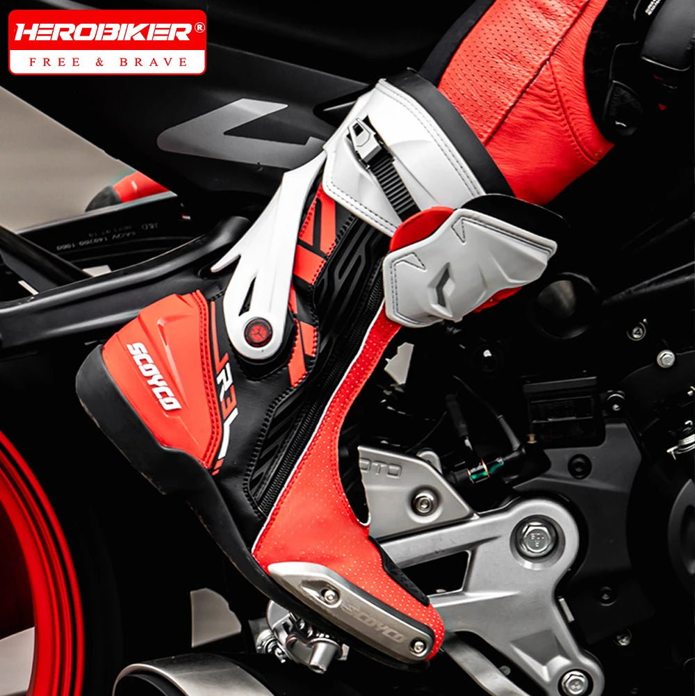 Scoyco Men's Motorcycle Riding Boots Anti-slip Motocross Shoes Anti-fall Rider Racing Road Cross-country With CE Certification