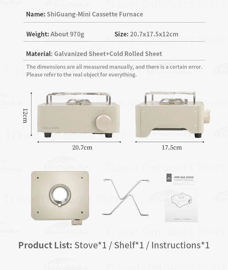 Naturehike Camping MINI Cassette Furnace Gas Stove Strong Firepower 2000W Outdoor Grill Stove Portable BBQ Burner Cooking Tool