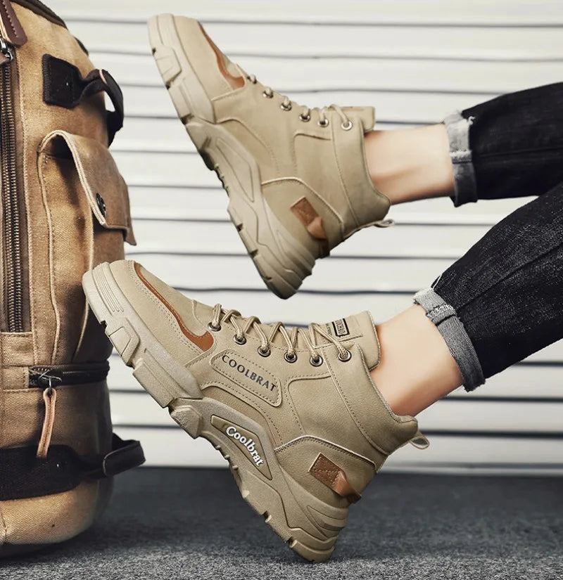 2024 Men's Boots Casual Shoes Winter Leather Designer Luxury Ankle Boots Platform Work Safety Shoe Sports Shoes Men's Boot Botas