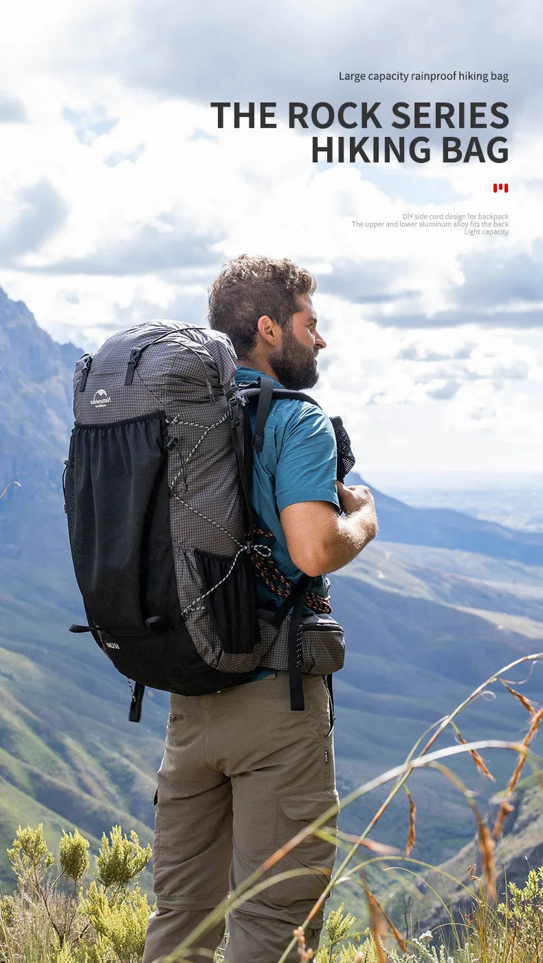 Naturehike Rock Series Outdoor Bags 60L Travel Backpacks Large Capacity 60+5L Hiking Packs Aluminum Frame Hiking Bag