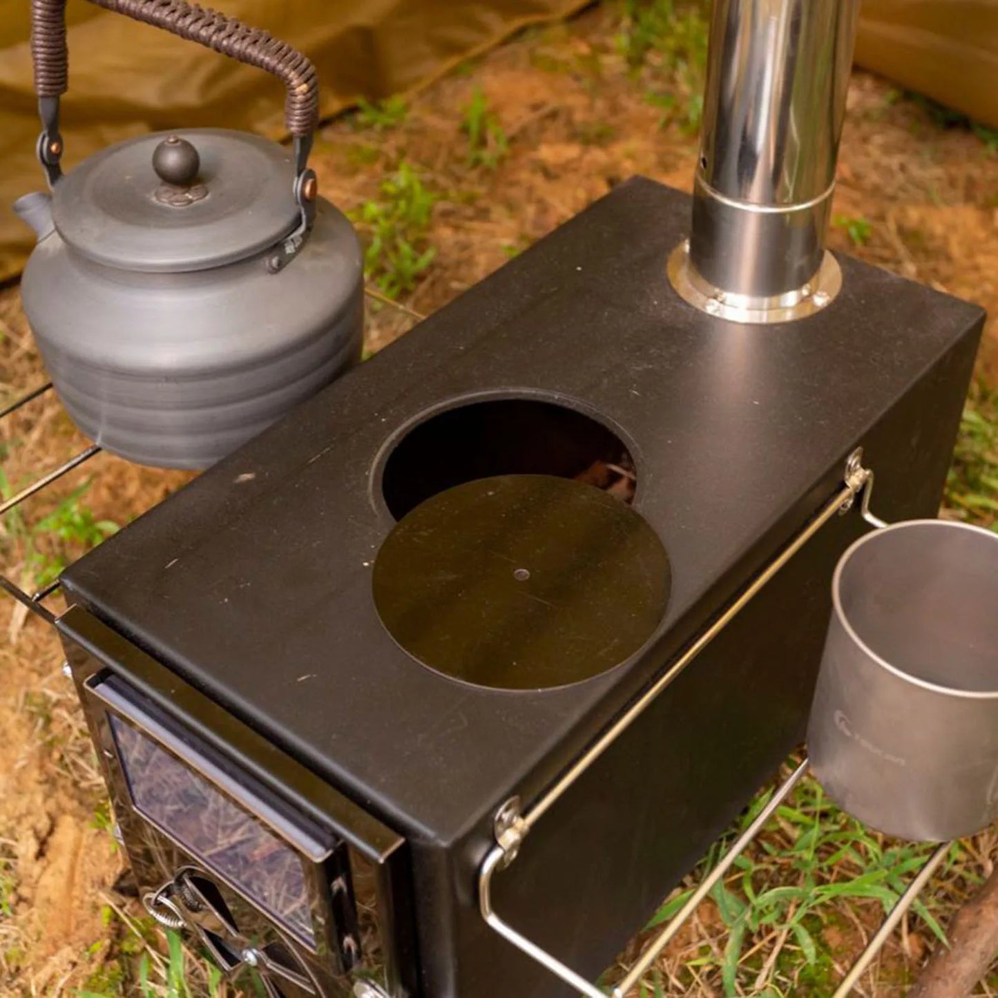 Folding FireWood Stove For Camping Tent Stove Portable Wood Heater Burning Carbon Steel Picnic BBQ Stove Grill Camping Supplies