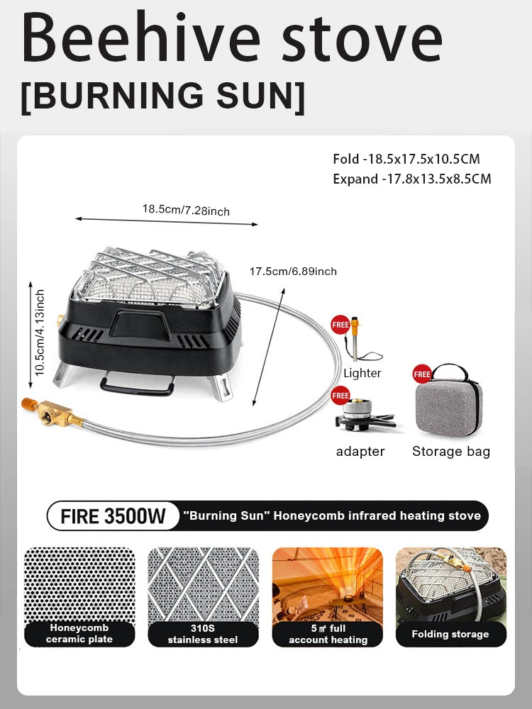 Portable Mini Dual-purpose Outdoor Multifunctional Heating Stove, Infrared Stove, Camping Stove Head Winter Camping for Heating