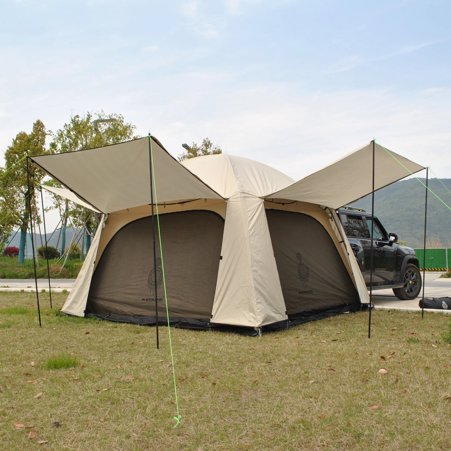 Waterproof Tiple Layers SUV Tent,Outdoor Car Tent - Car Tailgate Tent,4 Person Sleeping Camper Tent, Car Rear Tent with Canopy