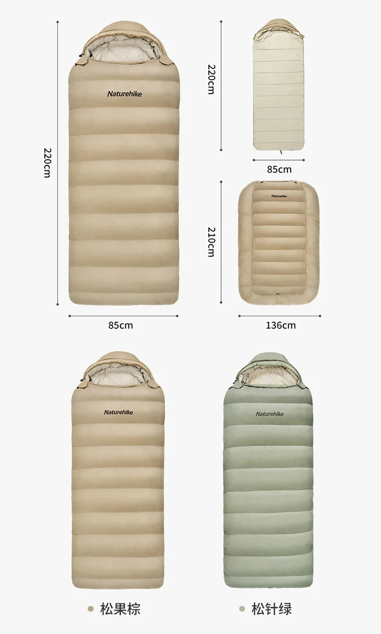 Naturehike-Thickened and Breathable Down-Filled Sleeping Bag for Adults, Outdoor Camping Bag, Warm, Winter CNH22SD008