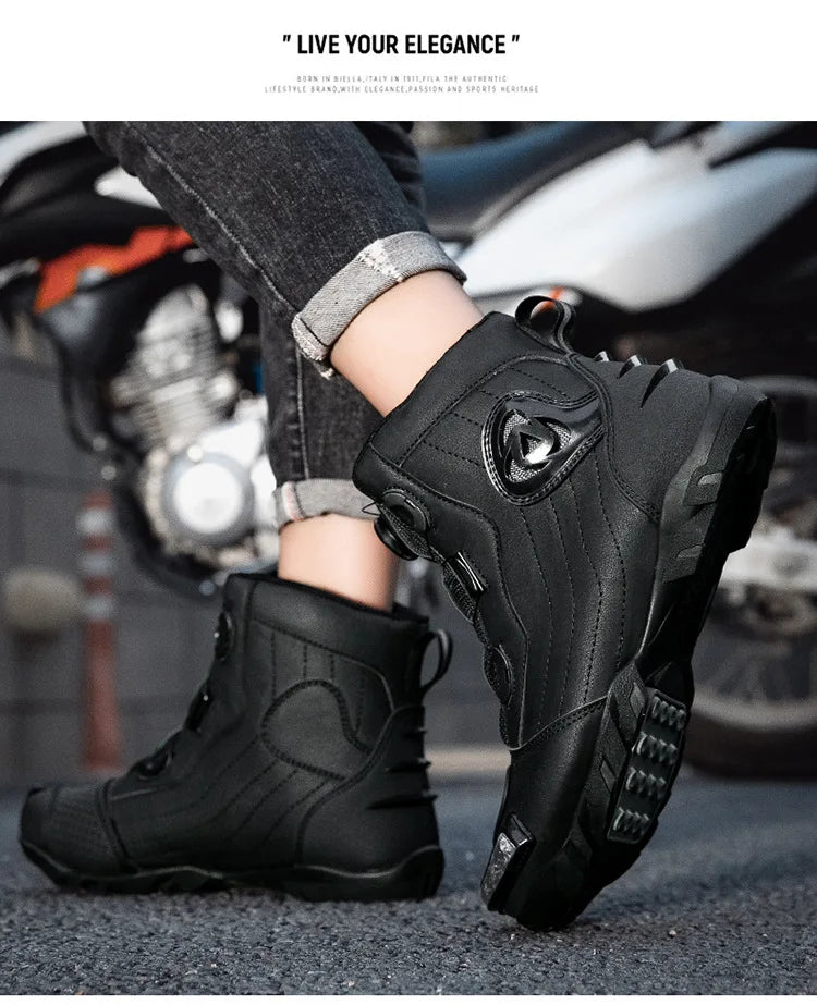 Large Size Motorcycle Boots Outdoor Riding Racing Shoes Anti-fall Wear-resistant Motorcycle Shoes Motorcycle Travel Equipment