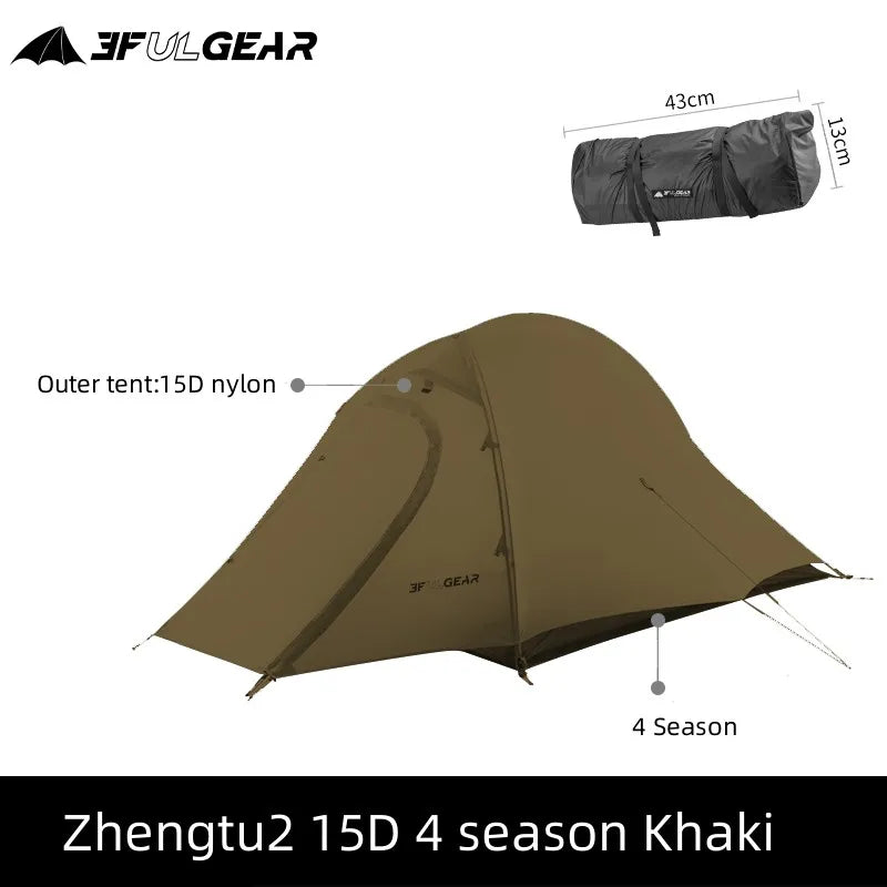 3F UL Gear Zhengtu 2P Tent Two 2 Person 15D Silnylon Coating Nylon Double Layer Ultralight Camping Lightweight Hike For 4 Season
