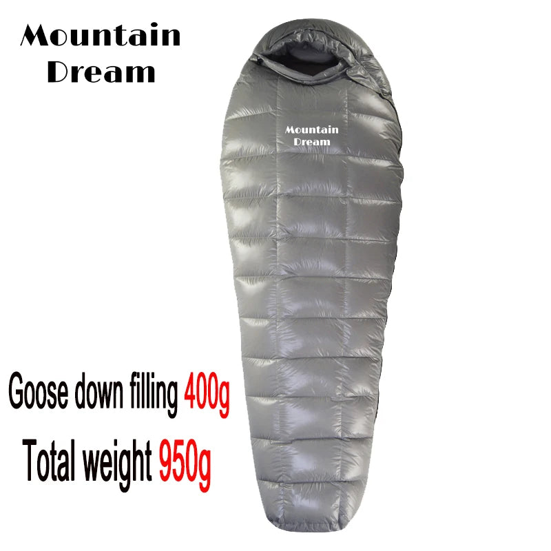 Mummy Checkered Sleeping Bag Very Warm White Goose Down Filling Suitable for Adults Winter Warm Camping Travel Hiking