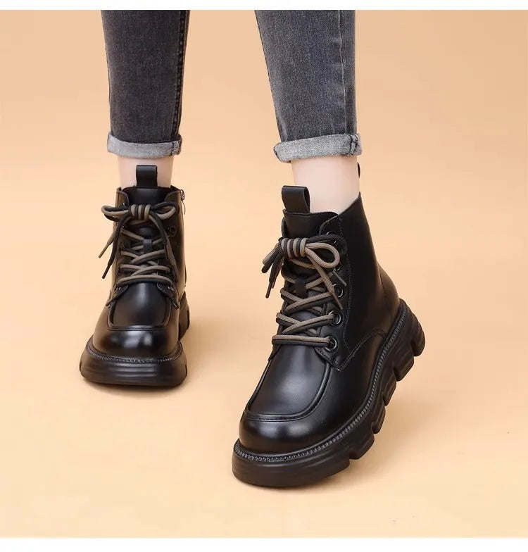Women's Boots Winter New Fur Snow Boots Platform Plush Comfortable Anti Slip Warm Lace Up Cold Proof Cotton Ankle Boots Women