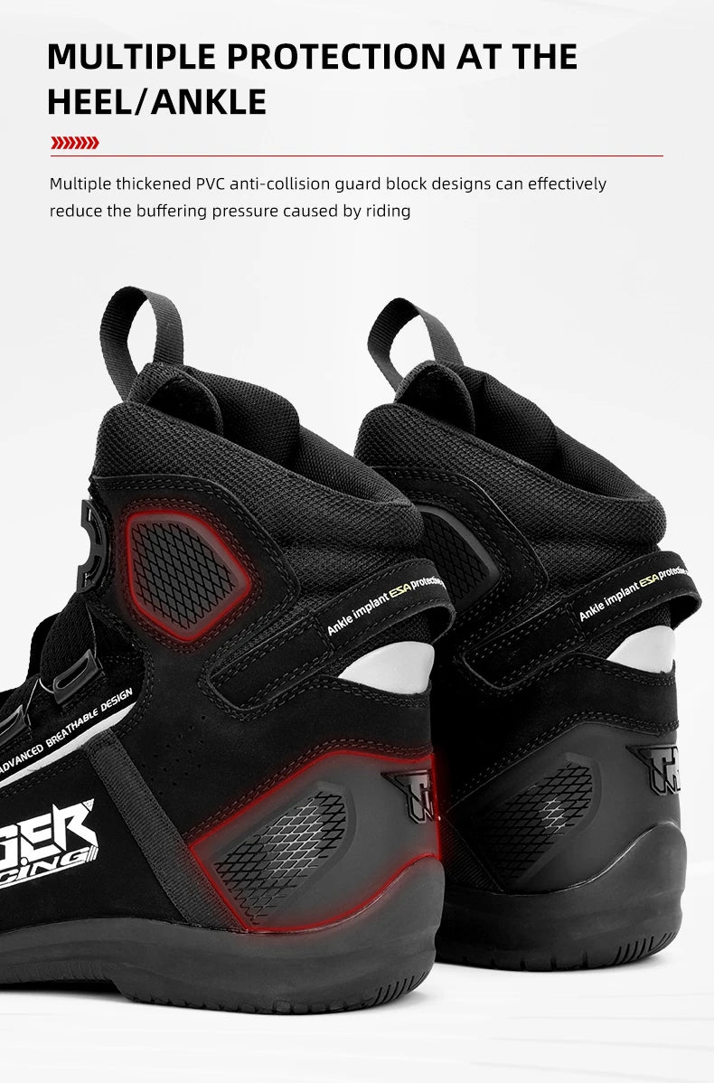 TR Motorcycle Shoes Men Motorcycle Boots Breathable Riding Boots Four Seasons Women Waterproof Moto Racing Shoes Cross-country