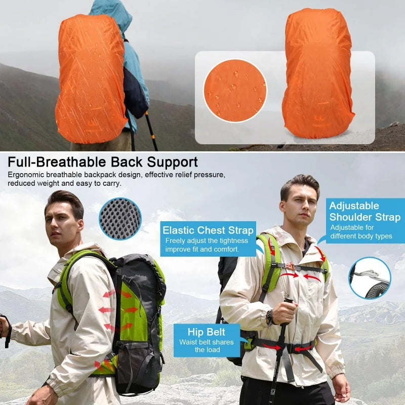 70L Camping Backpack Travel Sport Bag Folding Mountaineering Daypack Ultralight Climbing Cycling Large Capacity Knapsack Pouch