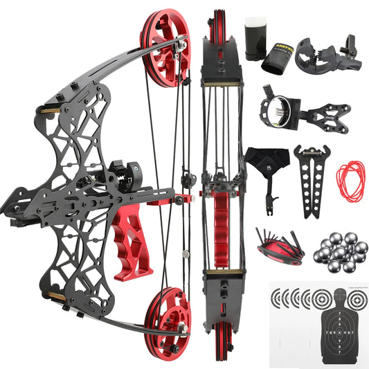 35 Lbs Compound Bow Dual Purpose 6061 Aluminium Wheels Grip Let Off 80% Shooting Arrows Steel Archery Hunting Target Bow