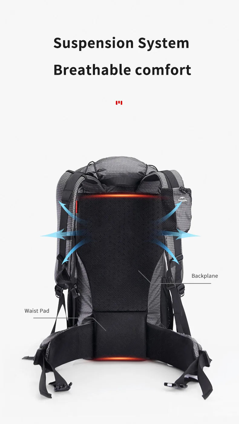 Naturehike Rock Series Outdoor Bags 60L Travel Backpacks Large Capacity 60+5L Hiking Packs Aluminum Frame Hiking Bag