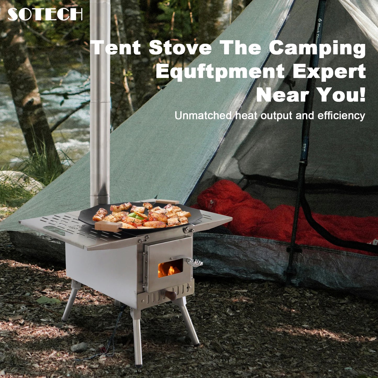 Multi-purpose Firewood Stove Stainless Steel Pellet Burner Camping Partical Heater Portable Foldable Wood Stove Outdoor Picnic