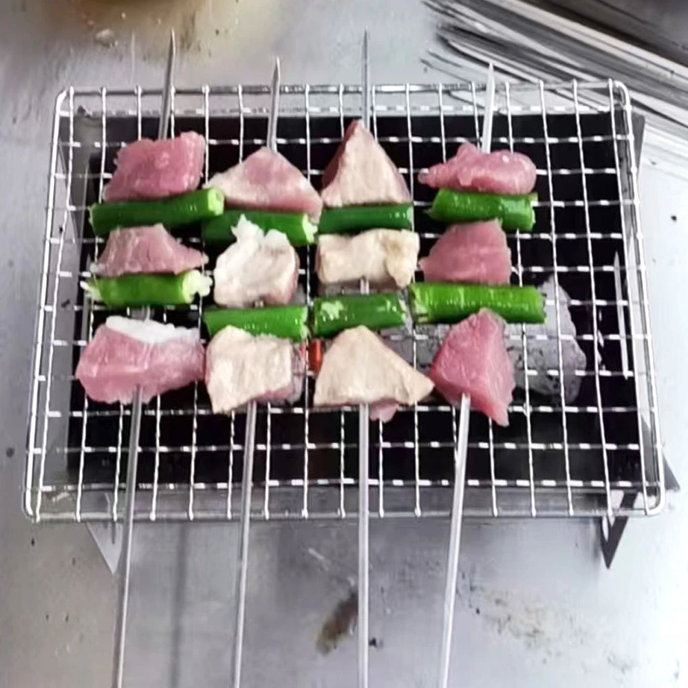 Outdoor Folding Barbecue Stove Stainless Steel Convenient Card Type Grills Firewood Stove Mini Barbecue Rack Household Stove Net