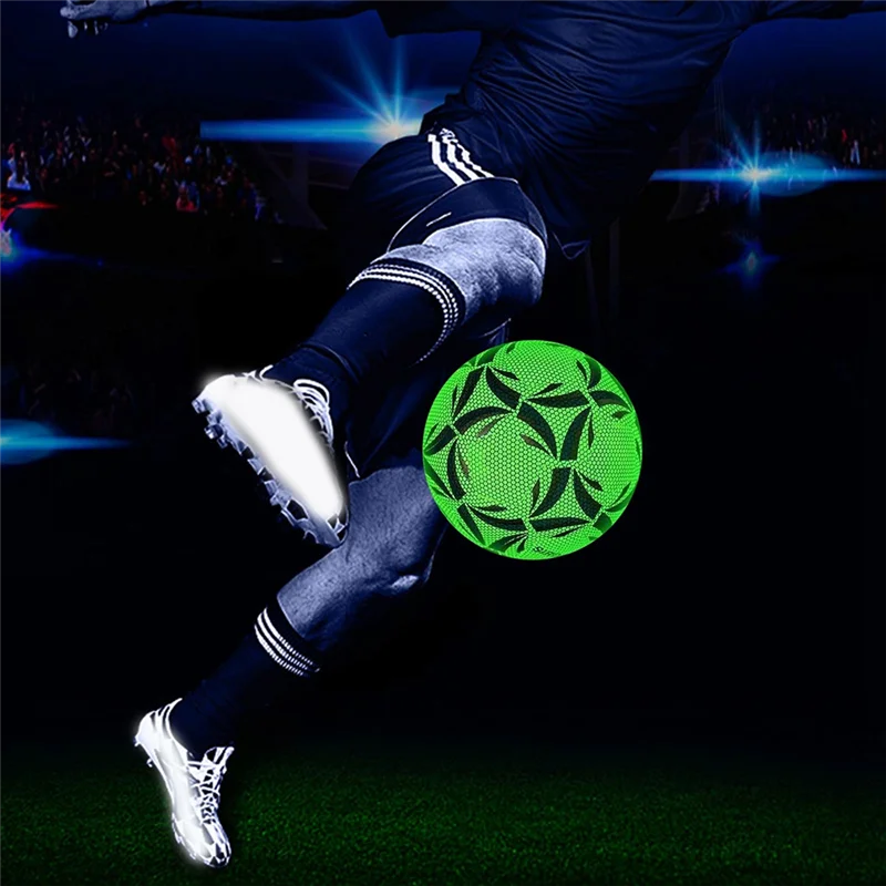 A18E-Luminous Size 4 Soccer Ball, Dazzling Glow In The Dark Training And Game Ball, Long-Lasting Brightness