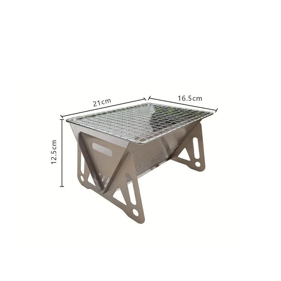 Outdoor Camping Barbecue Grill Heating Stoves with BBQ Grill Plate Portable Folding Stainless Steel Barbeque Cooking Stove