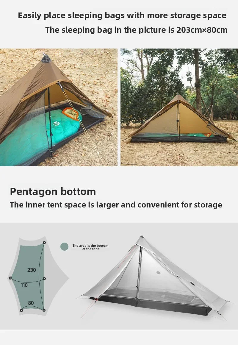 3F UL GEAR LanShan 1 pro Just 690 Grams 1 Person Outdoor Ultralight Camping Tent 3/4 Season 230*80*125CM Two Side Camping Tent