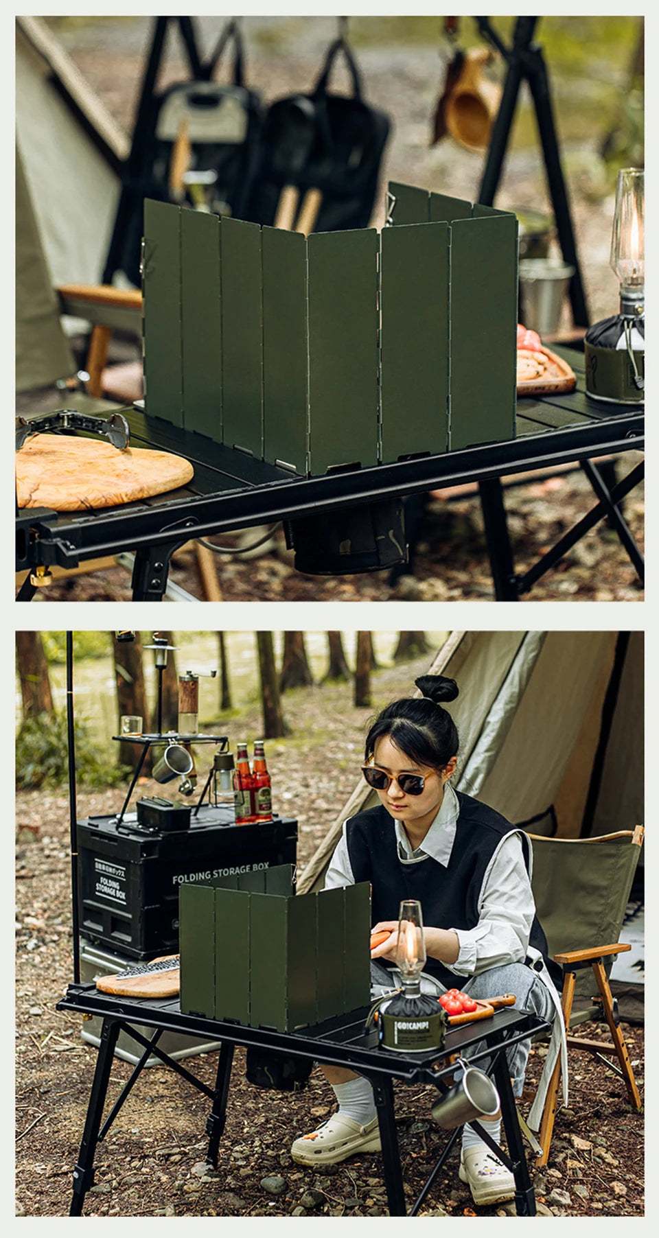 10 Plates Foldable Gas Stove Windshield Outdoor Camping Picnic Cooking Burner Windproof Screen Camping Outdoor Stove Wind Shield