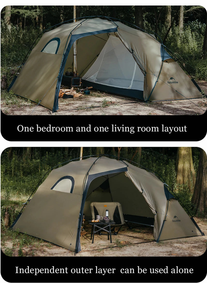 Naturehike Camping Tent Ultralight Silicon Coated Outdoor 4 Season Tents Waterproof 15D Nylon Double Layer 2 Person Hiking Tent