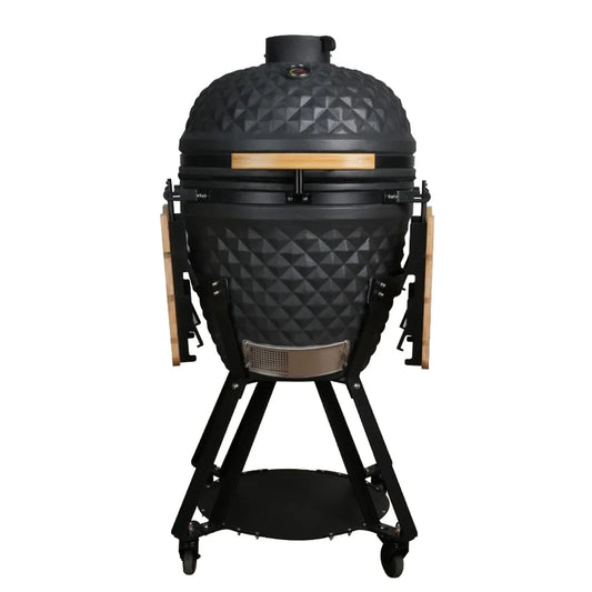 21-Inch Indoor/Outdoor Kamado  Ceramic Grill Oval Egg BBQ with Steel Iron Garden Camping  Ceramic BBQ