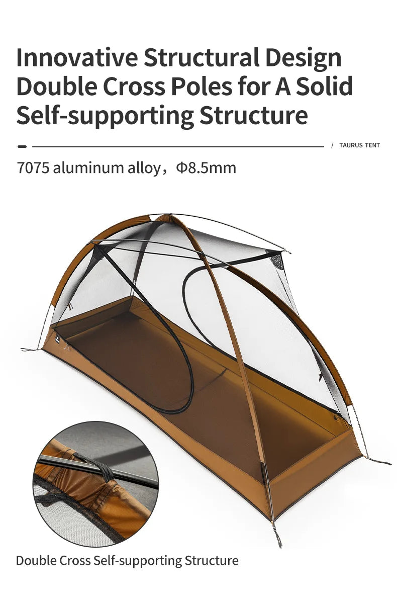 Thous Winds Taurus Solo Tent, Ultralight Hiking Camp, Solo Backpack Tent, Outdoor Cot Tent, 15D Nylon Ripstop Both Side Silicon