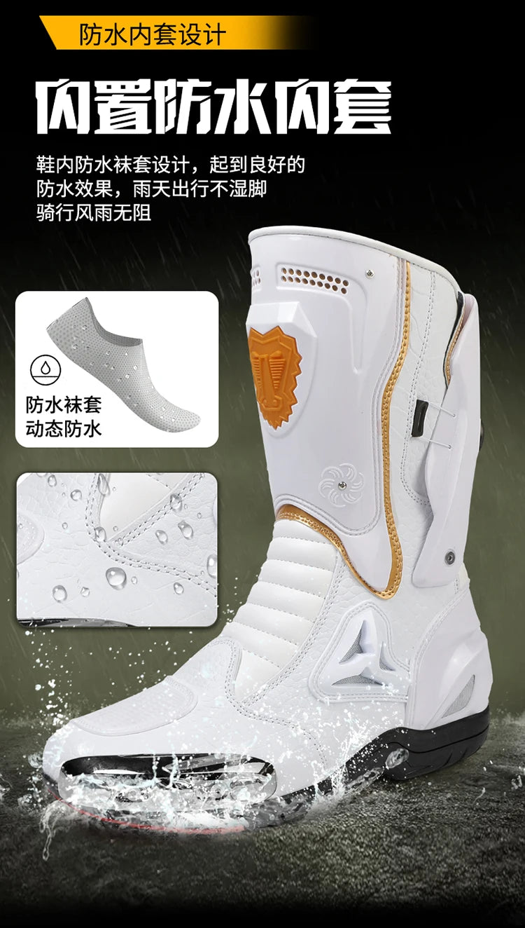 36-47 Leather Motorcycle Boots Men Anti-slip Motorcyclist Shoes Adventure Touring Motocross Bike Boots Motorcycle Accessories