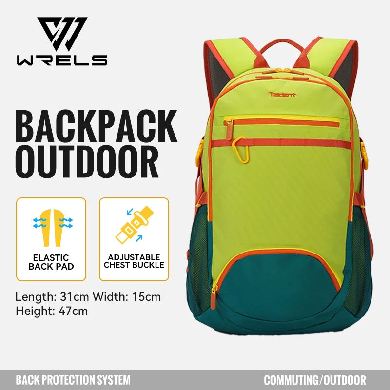 WRELS Backpack Camping Bag Large Capacity Backpack Lightweight Waterproof Mountaineering Bag Breathable Casual Travel Backpack