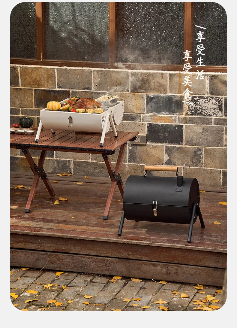 Multifunction  Portable Dual Purpose BBQ Grill Heating Stoves Camping Barbecue Grill Rack Net Firewood Stove Ironwork BBQ Grill