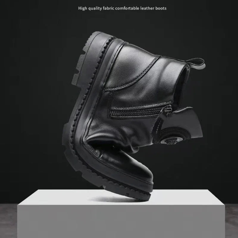 New Luxury Men Ankle Boots British Style High Top Men shoes Motorcycle Leather Boots Zipper Retro Men's Boots Zapatillas Hombre