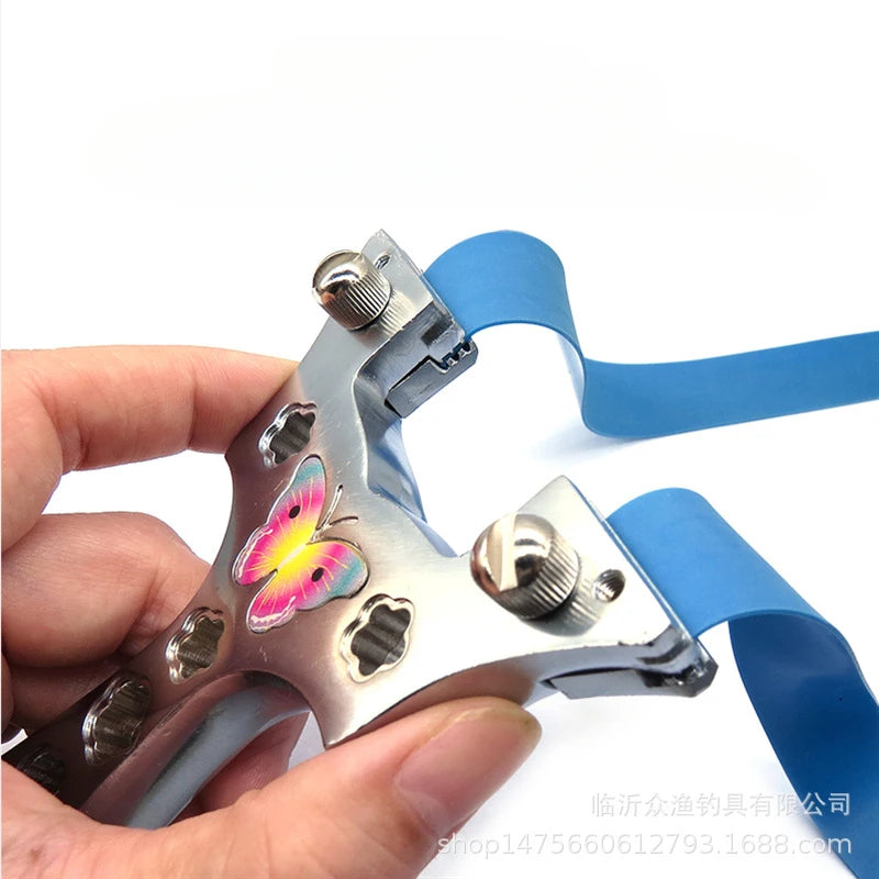 High Quality Alloy Slingshot Outdoor Hunting Accessories Set Colorful Butterfly Design Quick-press Catapult Shooting Sports Tool