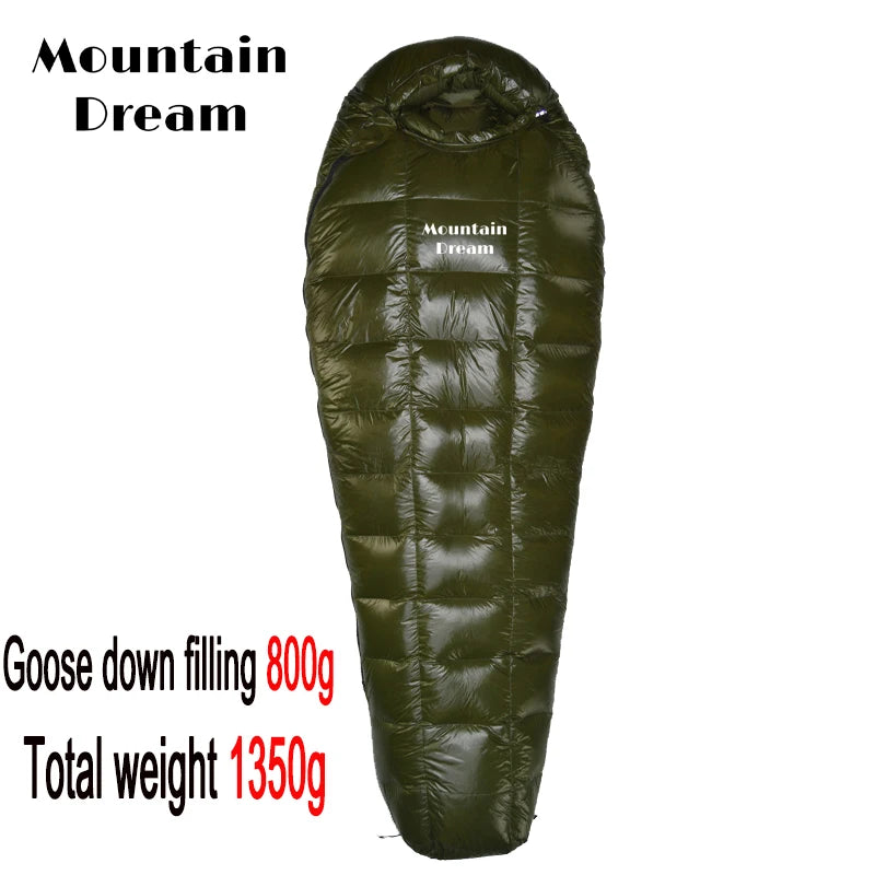 Mummy Checkered Sleeping Bag Very Warm White Goose Down Filling Suitable for Adults Winter Warm Camping Travel Hiking