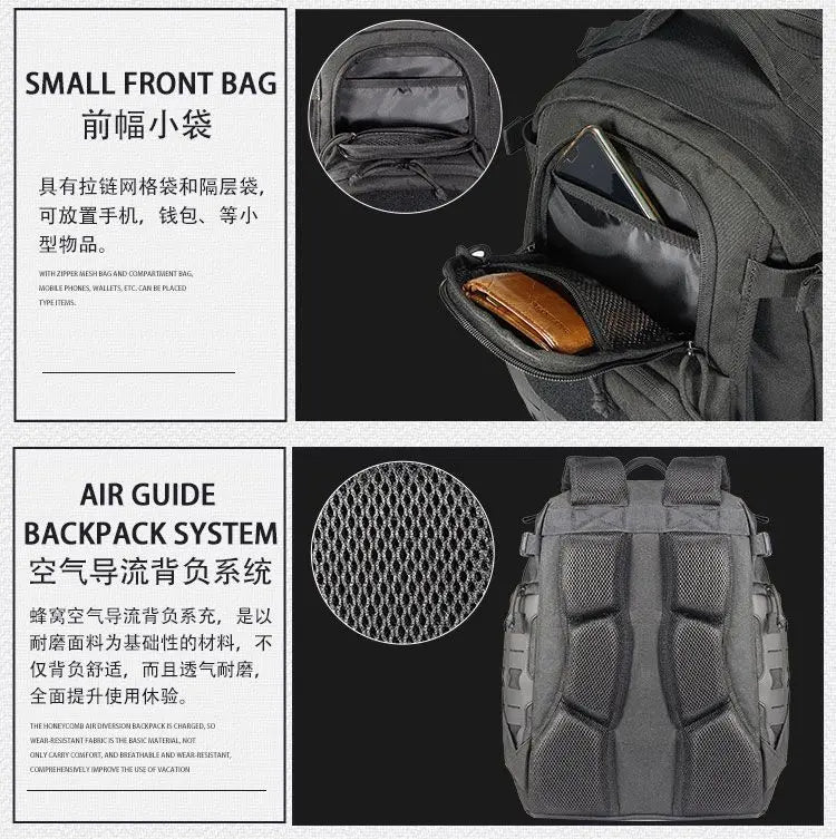 YAKEDA 600D MOLLE Tactical Backpack Assault Pack 40L Waterproof Outdoor Travel Camping Climbing Hiking Bag Mens Rucksack