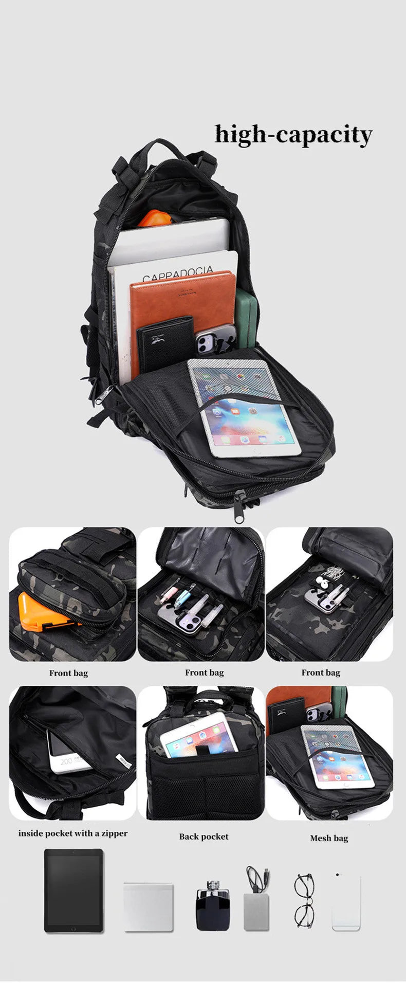 Tactical backpack, Outdoor bag, Travel bags, camping equipment, backpack, Sports bag, woman Men's, Climbing bag, hiking backpack