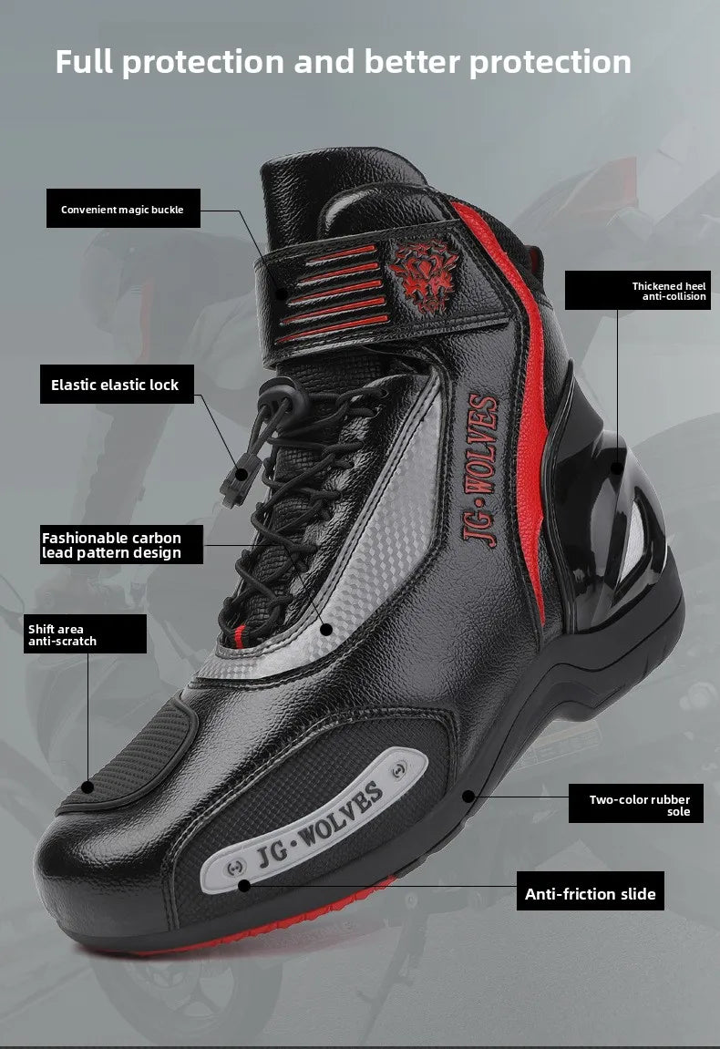 Motorcycle Shoes Men Off-road Adventure Motocross Low Boots  Retro Black Riding Shoes Rubber Sole Waterproof Motorcyclist Shoes