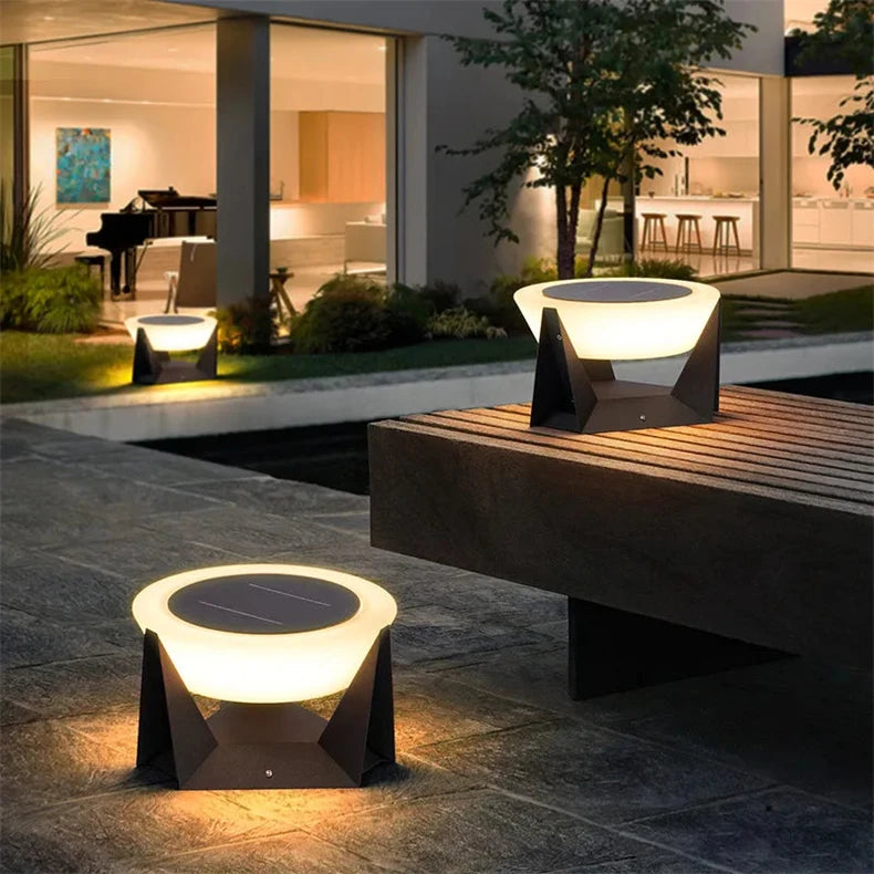 LED Solar Light Outdoor Garden Column Lamps Post Lights Waterproof Fence Gate Cap Lighting Lantern Head Fixture Patio Decoration