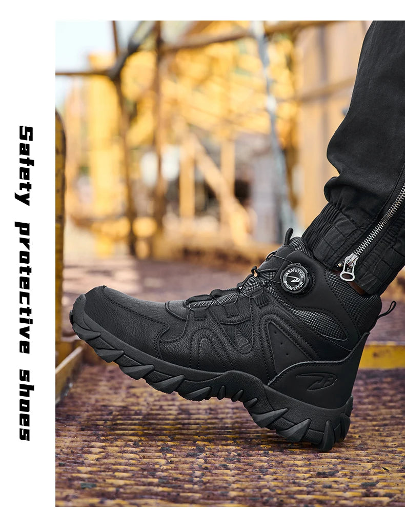 Rotating button Safety Boots Men Outdoor tactical boots Indestructible shoes Puncture-Proof Work Boots Steel toe shoes Sneakers