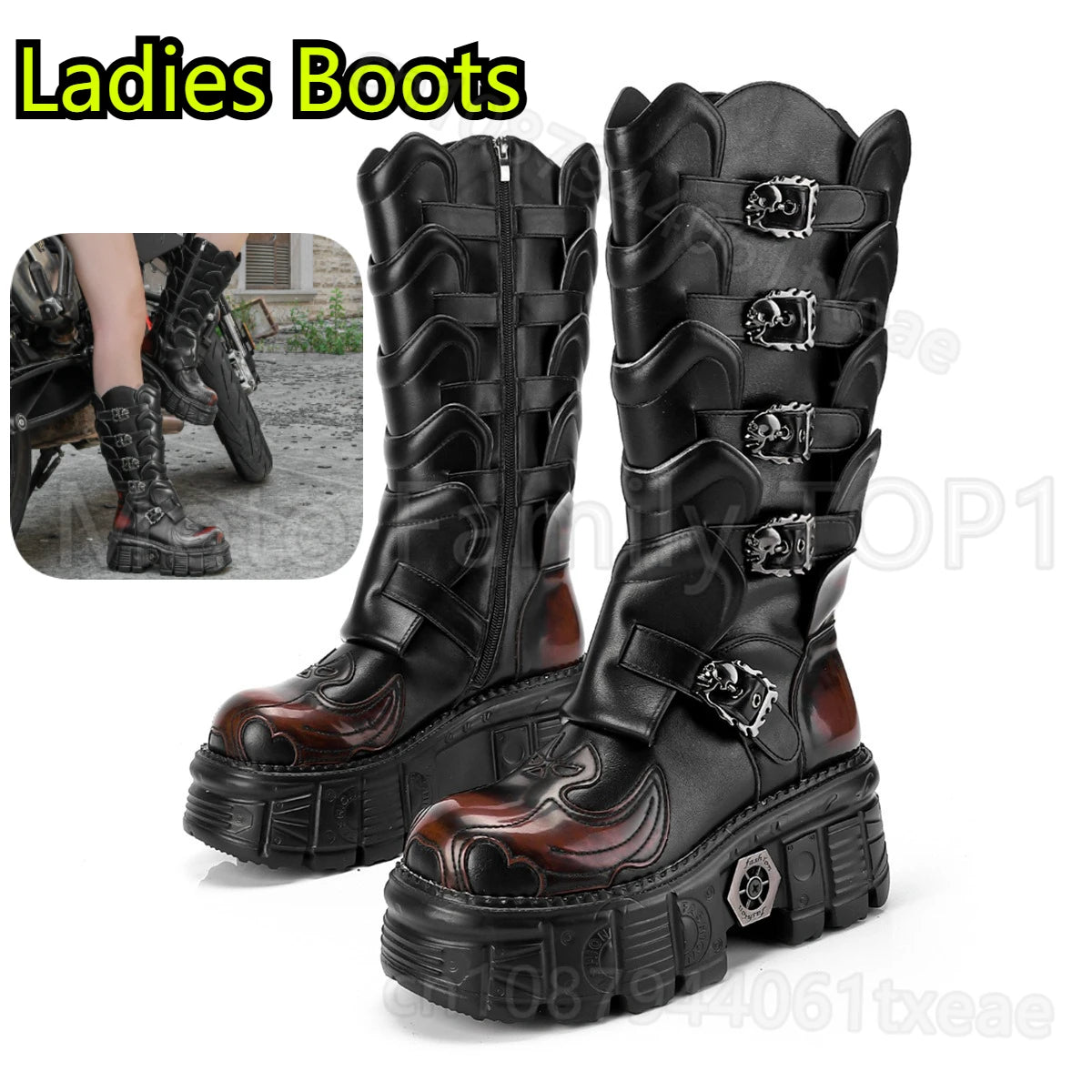 Locomotive boots autumn winter boots thick-soled medium tube women's boots motorcycle riding racing motocross shoes