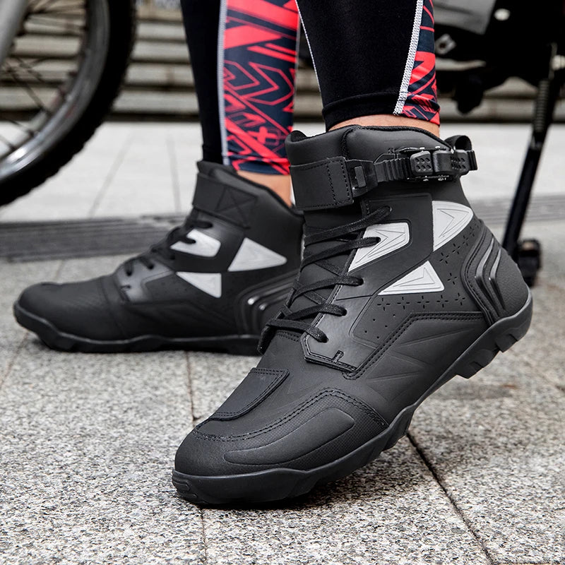 New Motorcycle Boots Men Breathable Motos Riding Boot TPU Protect Men's Motorcycle Shoes Anti Slip Motorbike Ankle Length Boots