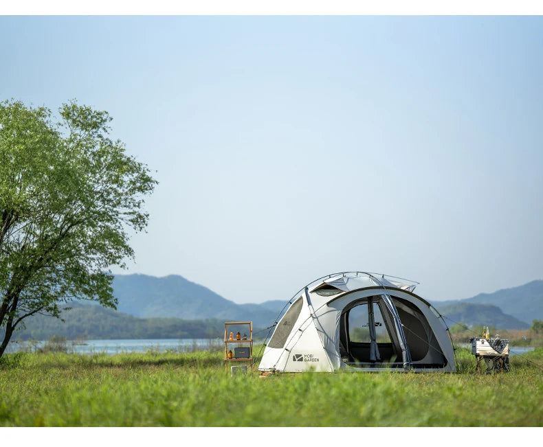 MOBI GARDEN Camping Tent Royal Castle 150D Oxford With Snow Skirt Double Layer Waterproof Hiking 5 Person 4 Season Tent UV50+