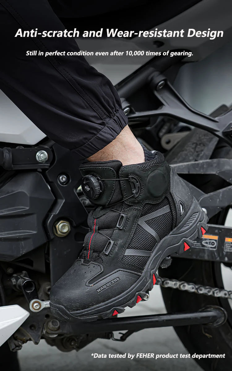 FEHER Motorcycle Boots BOA System CE Level 2 Foot Protection Hiking Shoes Waterproof All Season for Rider and Wilderness Climber