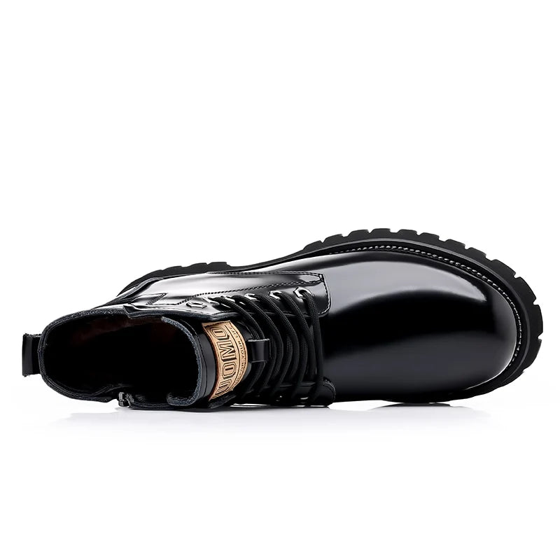 Hot Selling Men's Leather Boots Winter Thick Bottomed Work Boots British Style High Top Shoes Men's Retro Business Boots