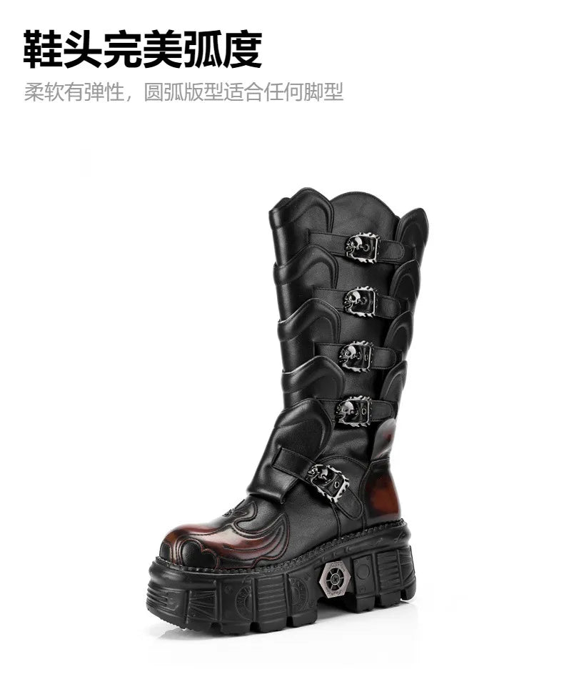 Locomotive boots autumn winter boots thick-soled medium tube women's boots motorcycle riding racing motocross shoes