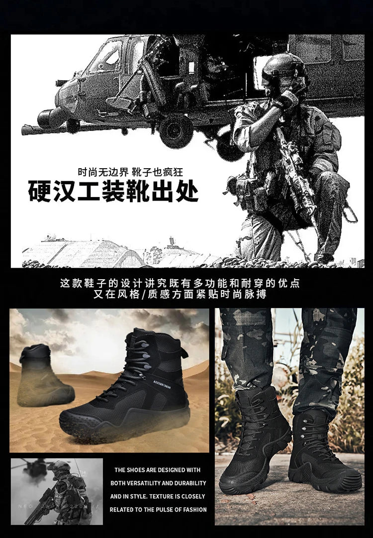 Big Size 47 Winter Men Warm Plush New Combat Boots Men Ankle Boot Quality Casual Motorcycle Boot Waterproof Men's Boots Autumn