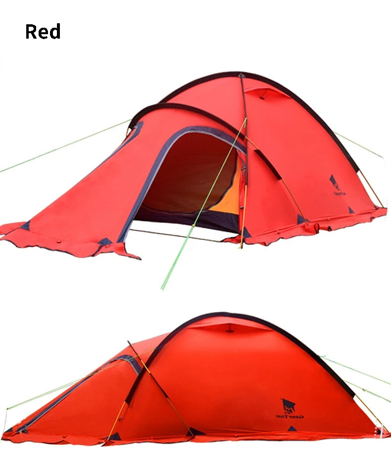 2Persons 4Seasons 20D Silicon Coated Tent Aluminum Rod Outdoor Camping 1Hall 1Room Rainproof with Snow Skirt Hiking Cycling Tour