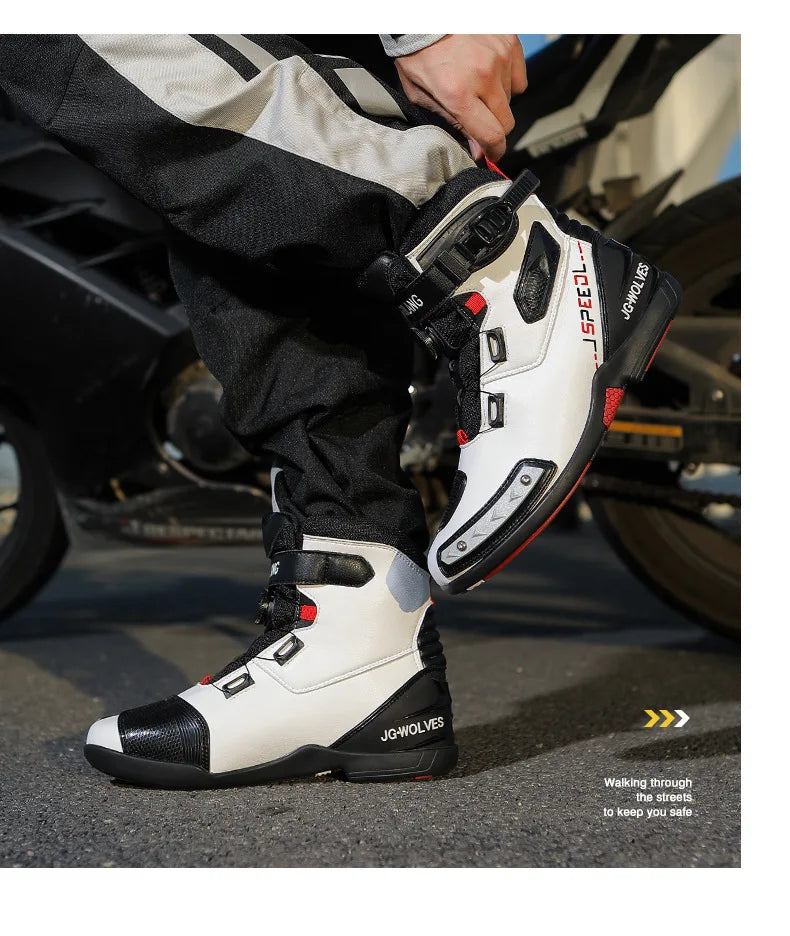 Motorcycle Boots Man Leather Motos Riders Protective Motocross Boots Waterproof Non-slip Motocross Mountain Racing Shoes