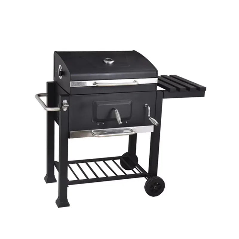 Garden Backyard Classic Charcoal BBQ Grills Large Cooking Area BBQ Party Square BBQ Grill with Trolley
