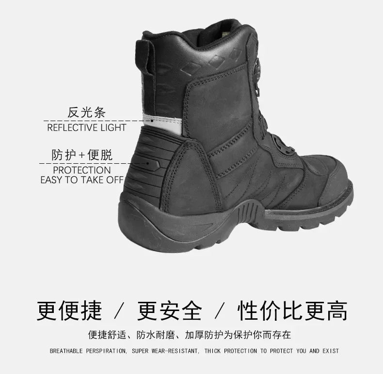 MT-20 Anti-fall Motorcycle Rally Boots MT-10 Leather Waterproof Riding Shoes Knob Design Racing Motorcycle Riding Cowhide Boots