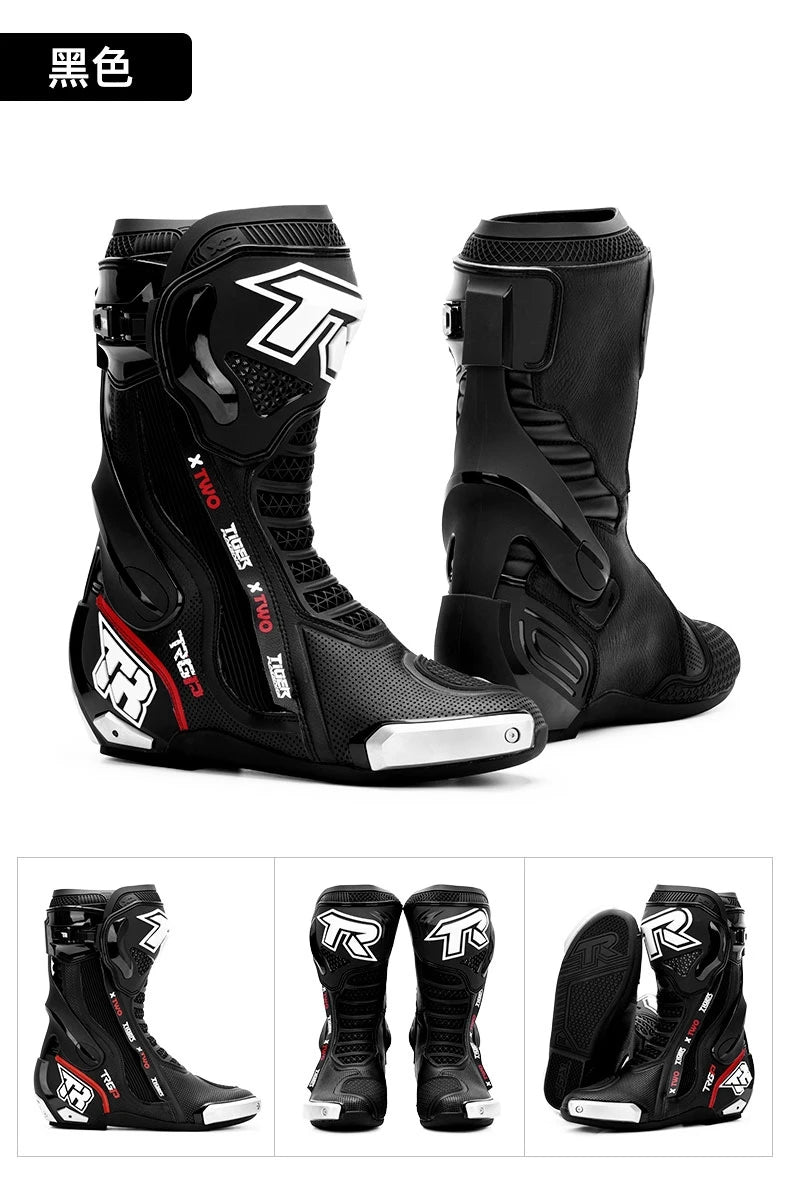 Men's Motorcycle Boots Non-slip Racing Off-road Shoes Professional Protective Moto Boots Sport Touring Protection Riding Gear