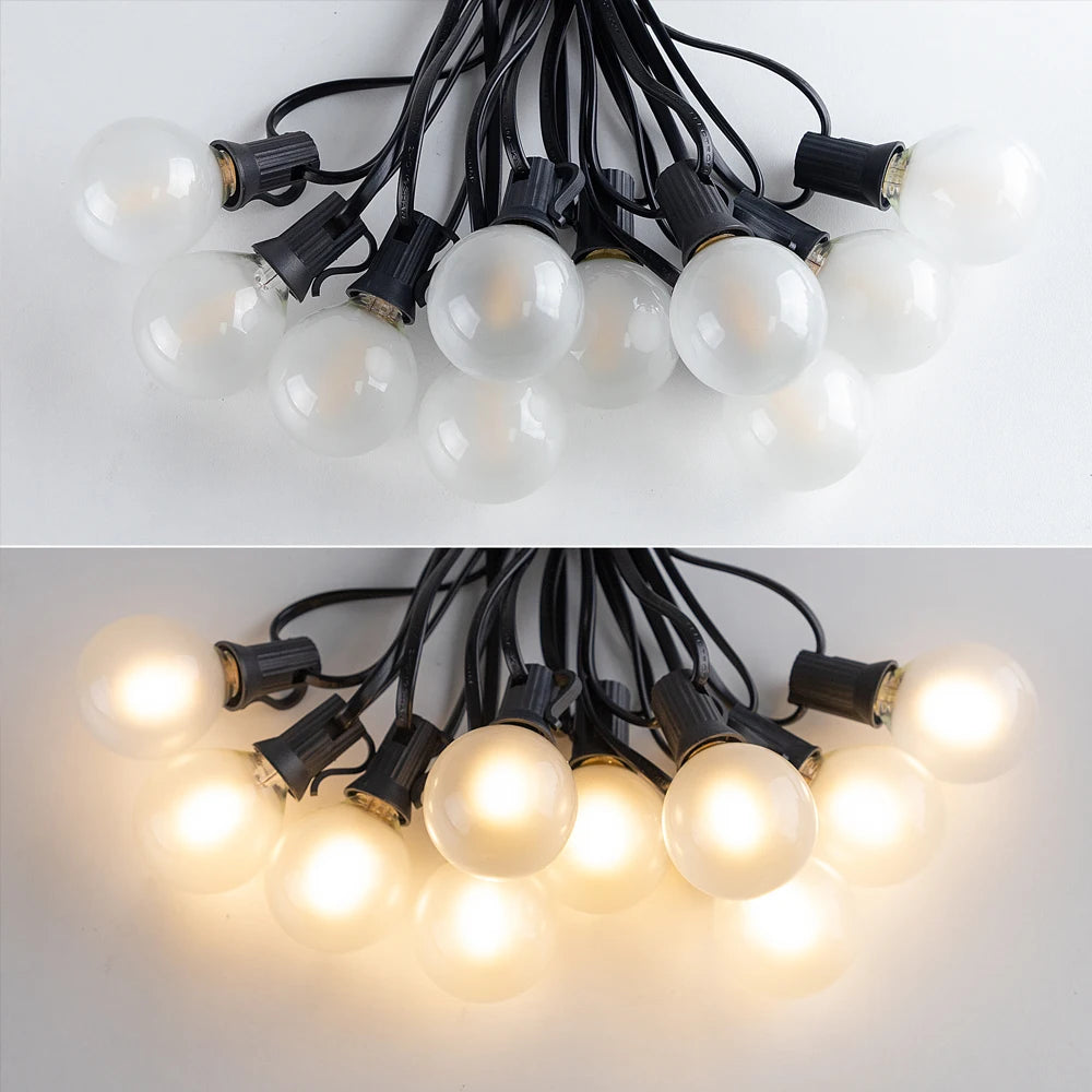 Waterproof G40 Led Lights Decoration EU 220V US 110V String Light Warm White Frosted White Wedding Party Garden Lights Outdoor
