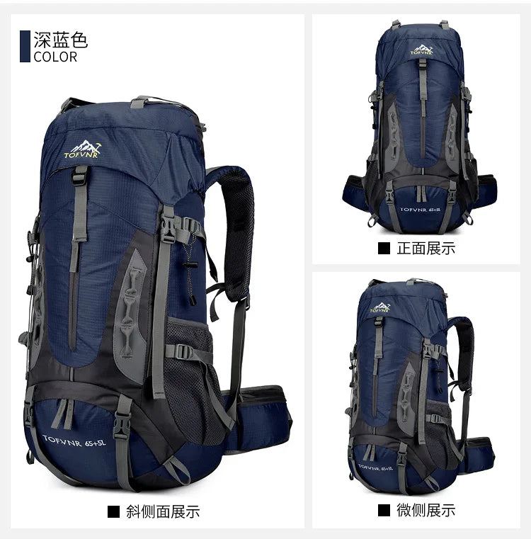 2025 cross-border outdoor hiking bag shoulder hiking sports bag waterproof bag backpack large capacity polyester backpack a001